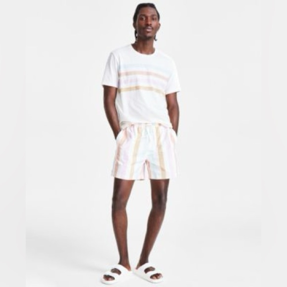 Sun + Stone Pastel Striped Men's Athletic Shorts